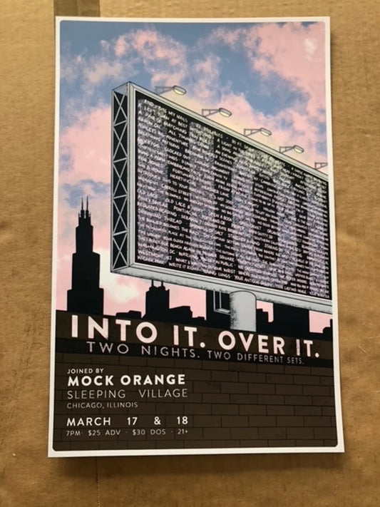 Into It. Over It. w/ Mock Orange - 3/17 & 3/18, 2022 - Screenprinted Show Poster