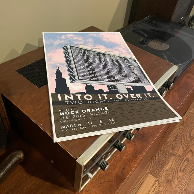 Into It. Over It. w/ Mock Orange - 3/17 & 3/18, 2022 - Screenprinted Show Poster