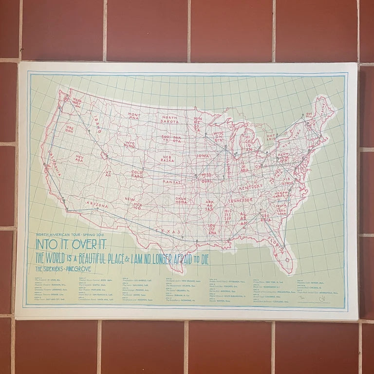 Into It. Over It. w/ The World Is..., The Sidekicks & Pinegrove - 2016 U.S Tour - Screenprinted Tour Poster